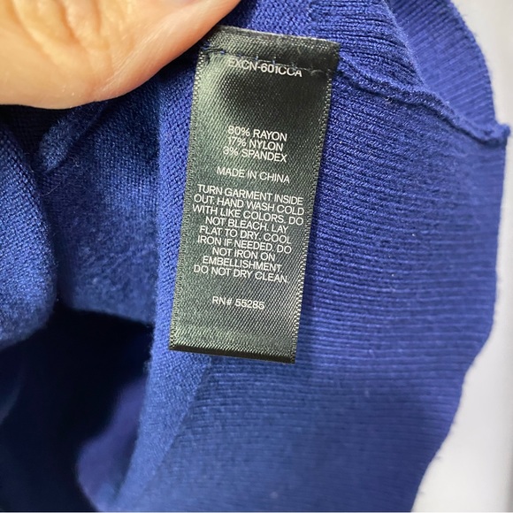 Express-Dark Blue Black Gem Studded Shoulder Crew Neck Sweater Sm - Picture 6 of 7